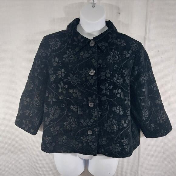 DRESSBARN WOMAN! BLACK ON BLACK TAPESTRY STYLE EMBROIDERED JACKET! SZ 18W - Picture 2 of 13